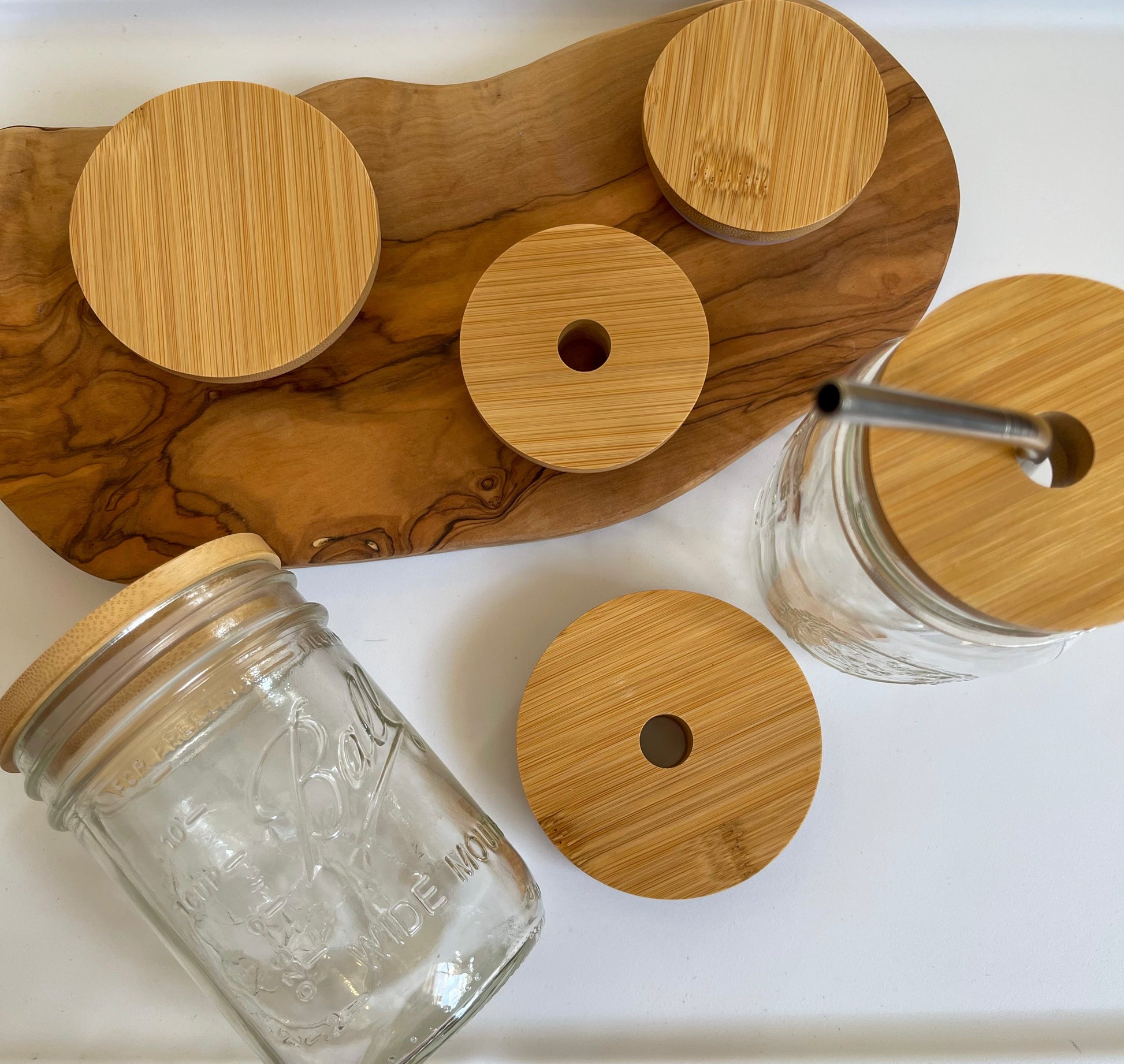 Bamboo Mason Jar Top