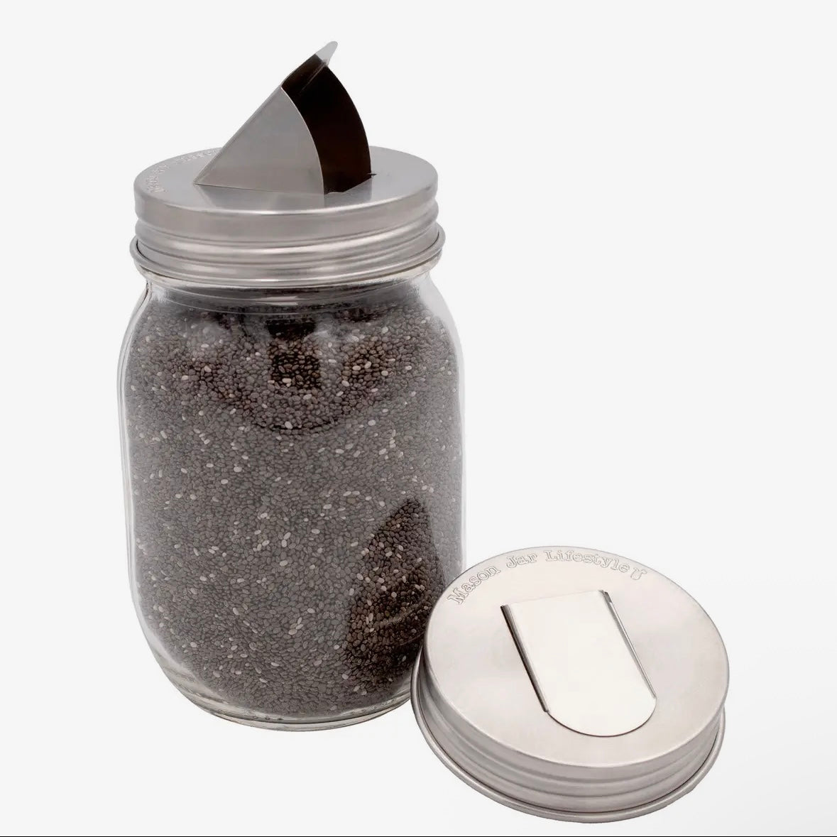 Grain Dispenser Lid for Mason Jar 2-pack
